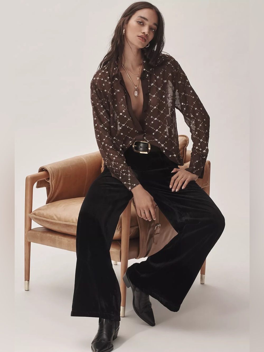 NEW Anthropologie Black Velvet Wide-Leg Pants $150 Size 6